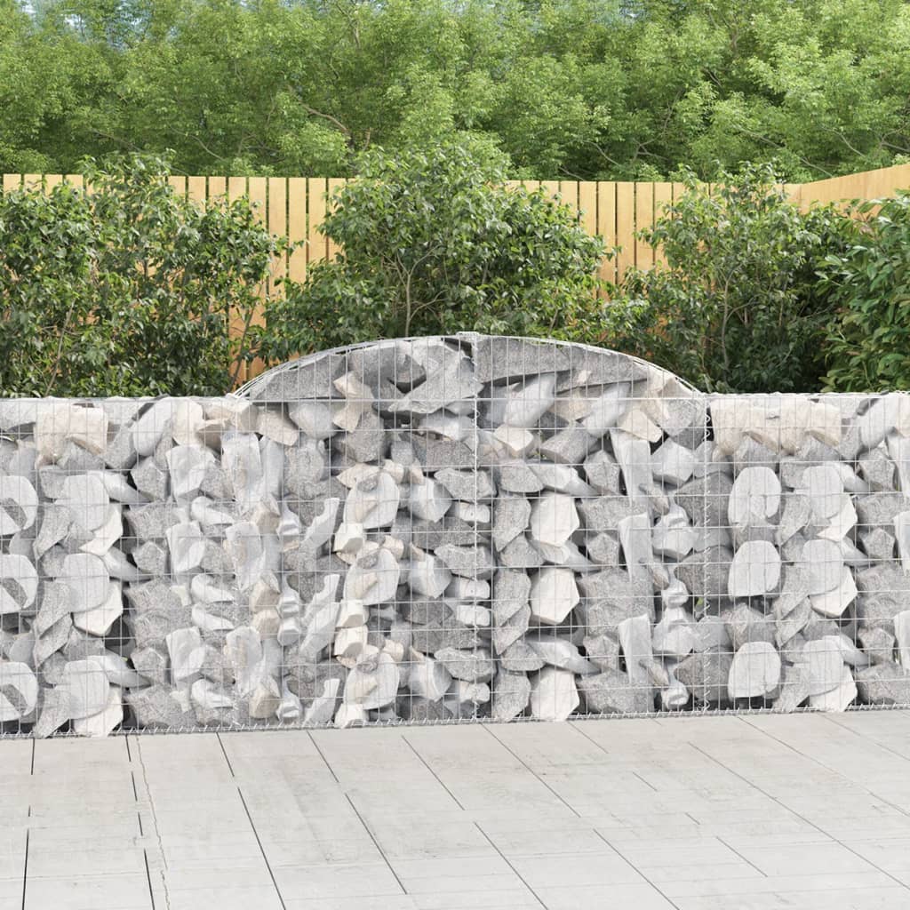 Gabionen Mit Hochbogen 8 Stk. 300X30X100/120Cm Verzinktes Eisen