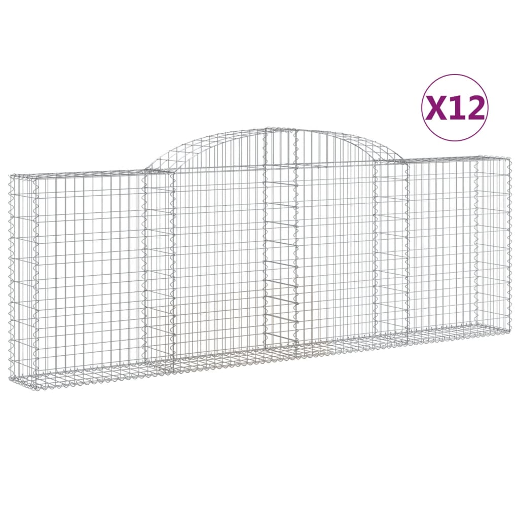 Gabionen Mit Hochbogen 12 Stk 300X30X100/120Cm Verzinktes Eisen