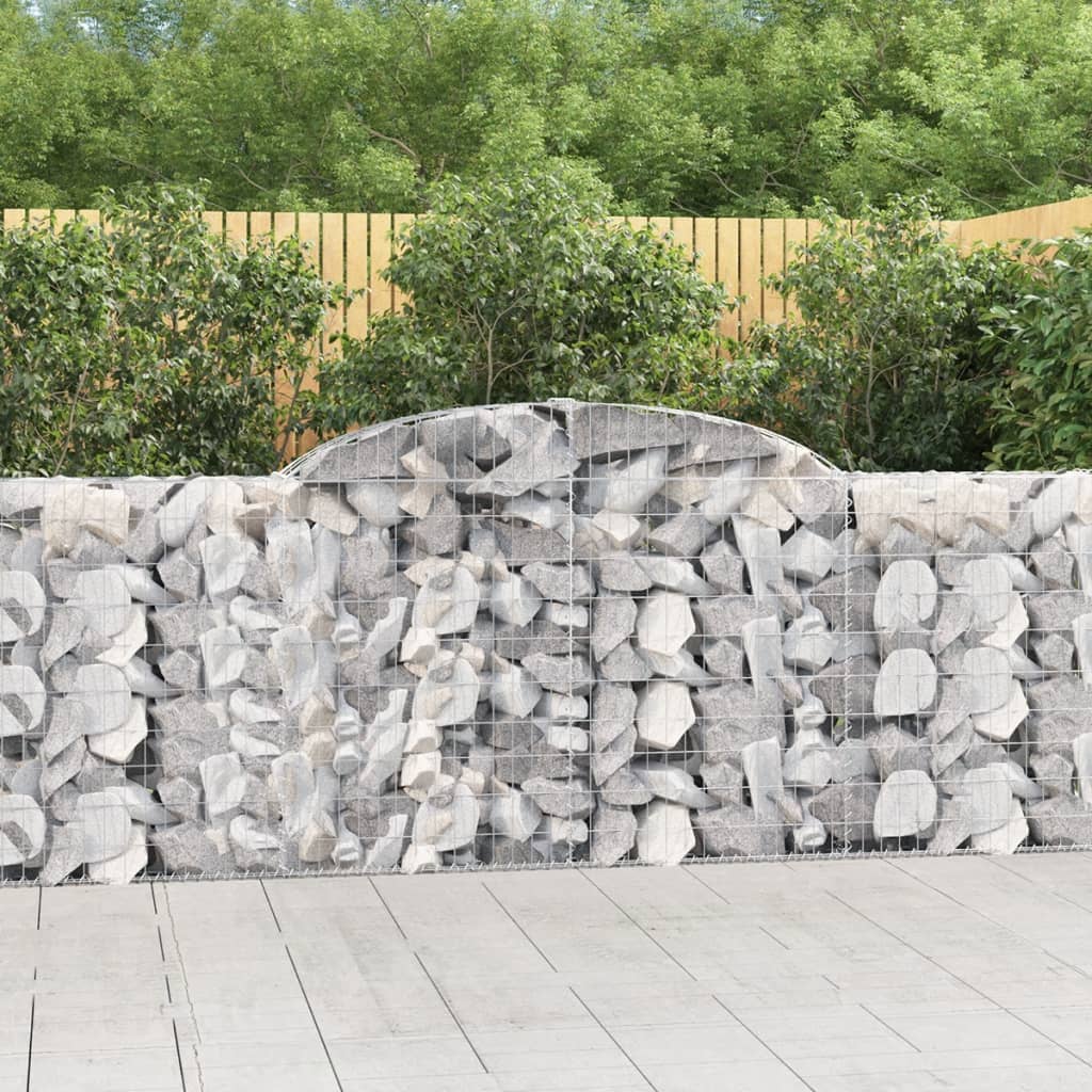 Gabionen Mit Hochbogen 12 Stk 300X30X100/120Cm Verzinktes Eisen
