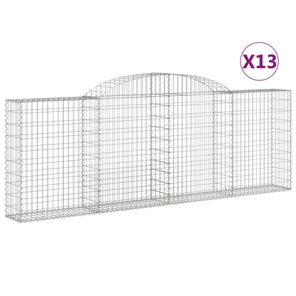 Gabionen Mit Hochbogen 13 Stk 300X30X100/120Cm Verzinktes Eisen