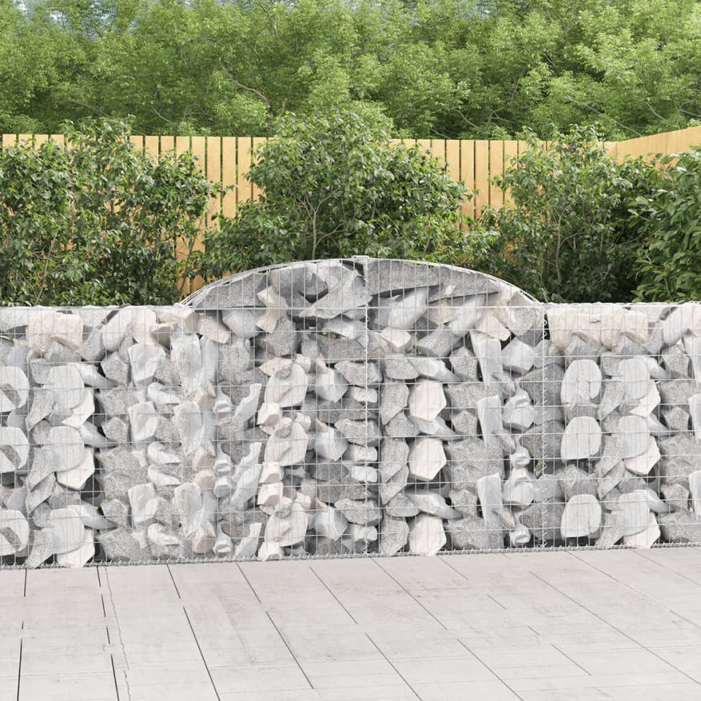 Gabionen Mit Hochbogen 13 Stk 300X30X100/120Cm Verzinktes Eisen
