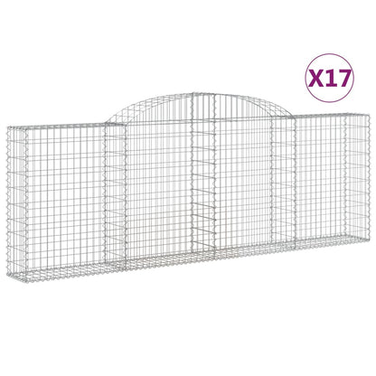 Gabionen Mit Hochbogen 17 Stk 300X30X100/120Cm Verzinktes Eisen