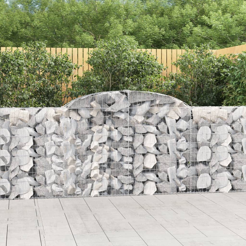 Gabionen Mit Hochbogen 17 Stk 300X30X100/120Cm Verzinktes Eisen