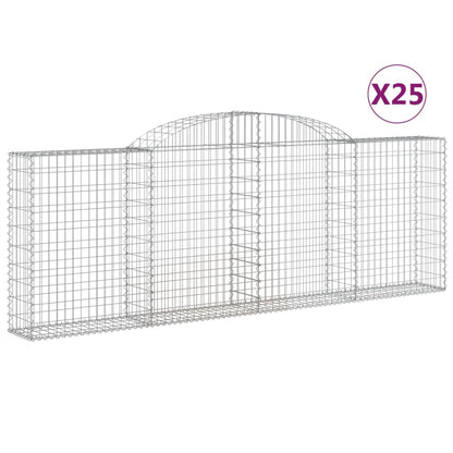 Gabionen Mit Hochbogen 25 Stk 300X30X100/120Cm Verzinktes Eisen