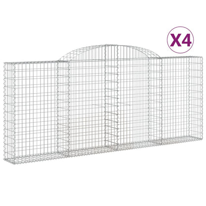 Gabionen Mit Hochbogen 4 Stk. 300X30X120/140Cm Verzinktes Eisen