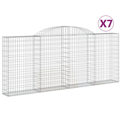 Gabionen Mit Hochbogen 7 Stk. 300X30X120/140Cm Verzinktes Eisen