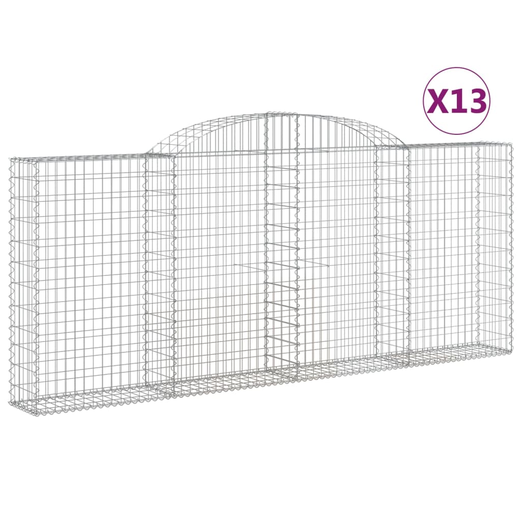 Gabionen Mit Hochbogen 13 Stk 300X30X120/140Cm Verzinktes Eisen