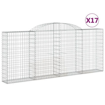 Gabionen Mit Hochbogen 17 Stk 300X30X120/140Cm Verzinktes Eisen