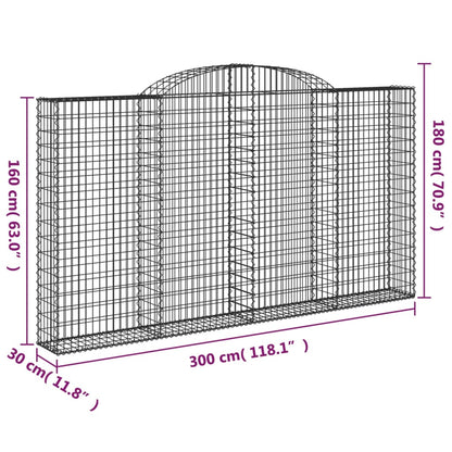 Gabionen Mit Hochbogen 5 Stk. 300X30X160/180Cm Verzinktes Eisen