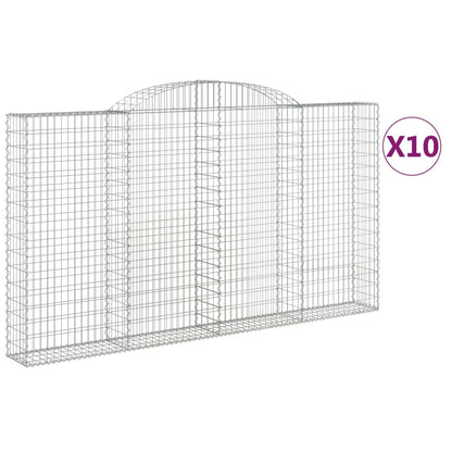Gabionen Mit Hochbogen 10 Stk 300X30X160/180Cm Verzinktes Eisen