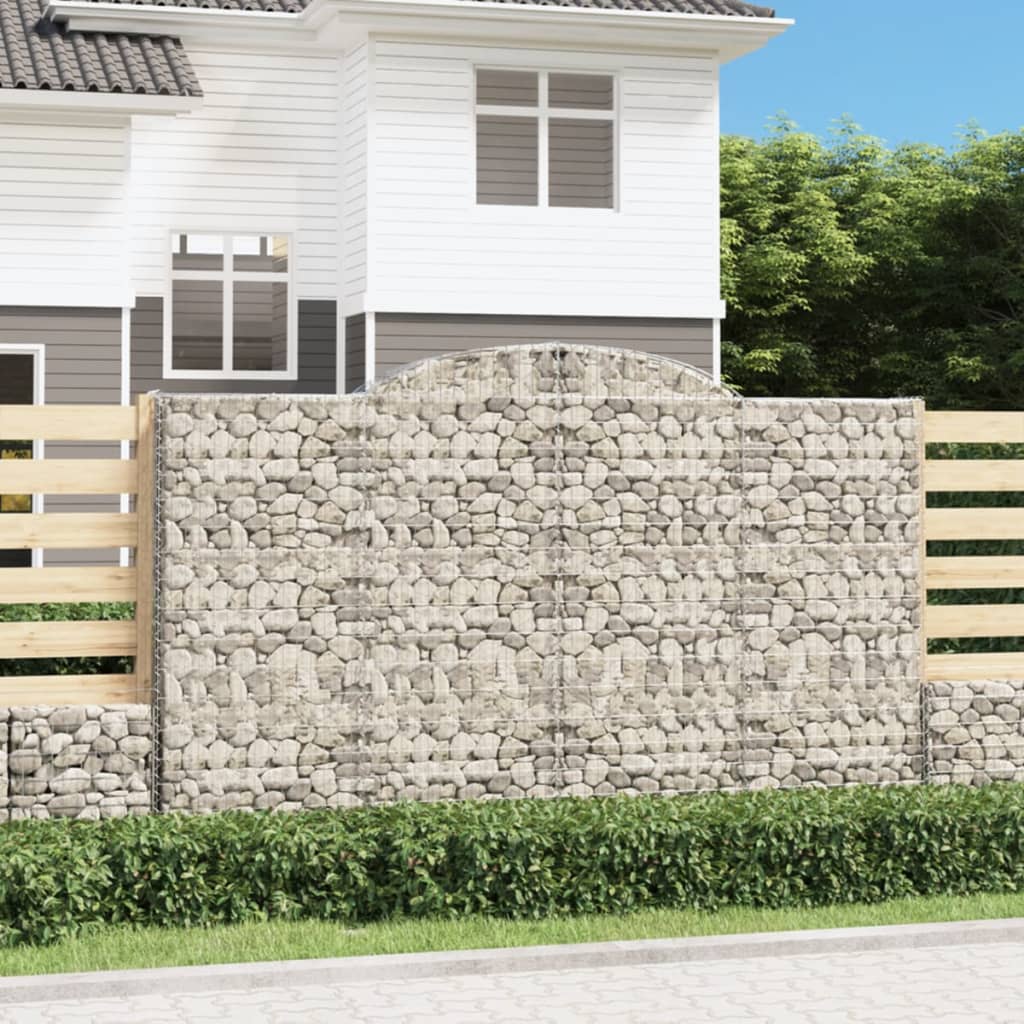 Gabionen Mit Hochbogen 10 Stk 300X30X180/200Cm Verzinktes Eisen