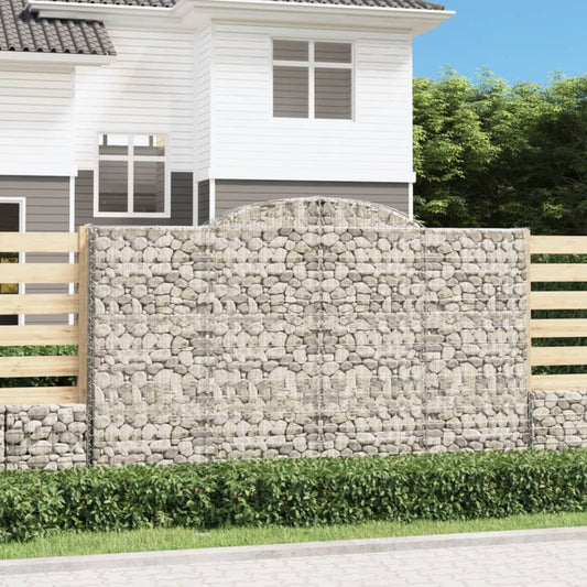 Gabionen Mit Hochbogen 10 Stk 300X30X180/200Cm Verzinktes Eisen