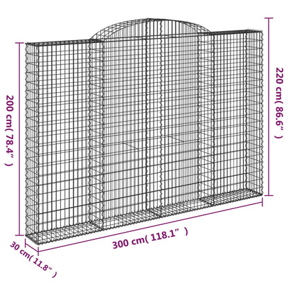 Gabionen Mit Hochbogen 3 Stk. 300X30X200/220Cm Verzinktes Eisen