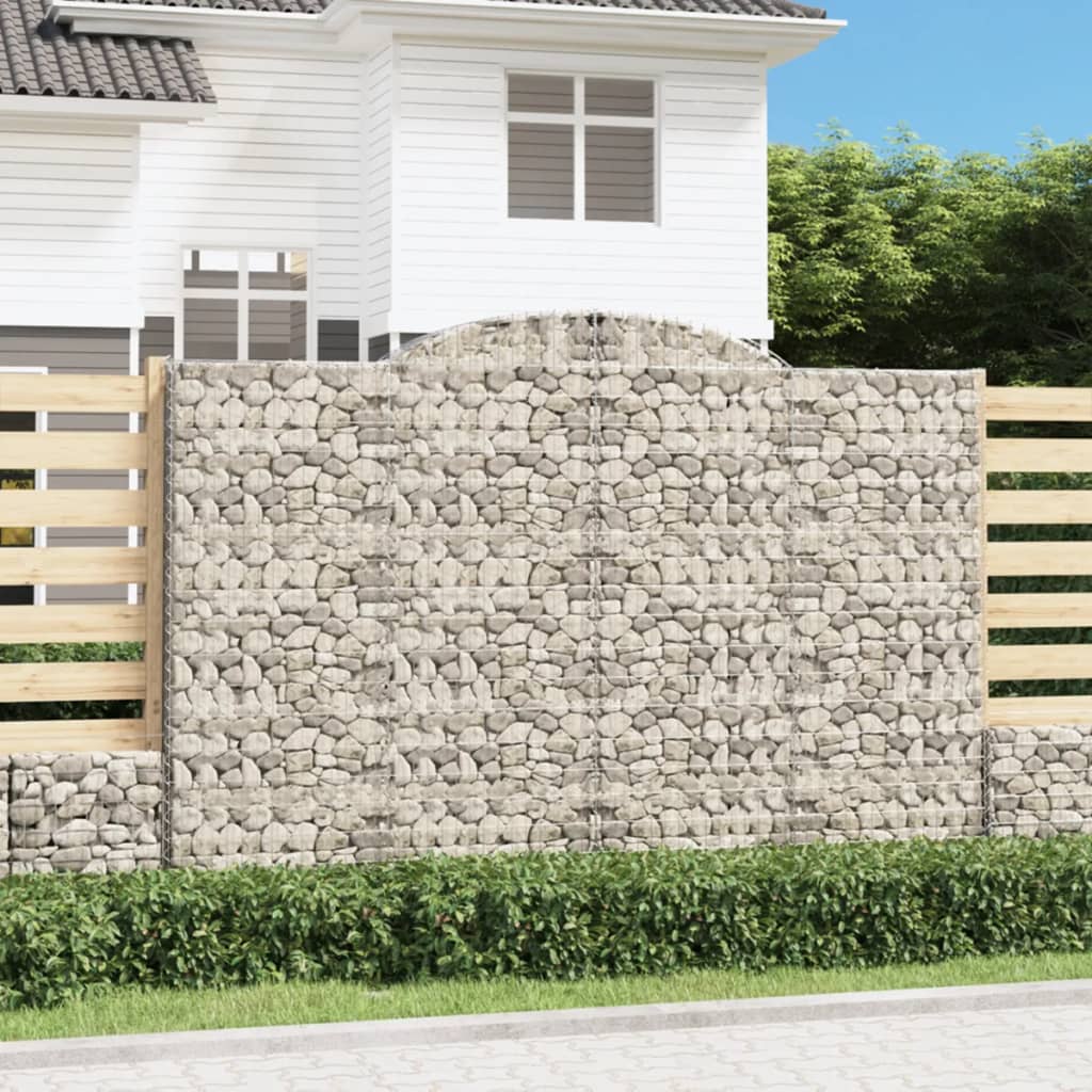 Gabionen Mit Hochbogen 3 Stk. 300X30X200/220Cm Verzinktes Eisen