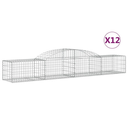 Gabionen Mit Hochbogen 12 Stk. Verzinktes Eisen
