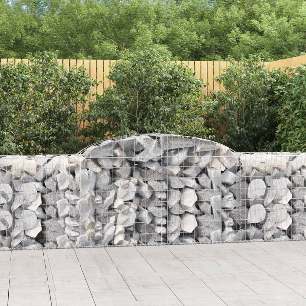 Gabionen Mit Hochbogen 12 Stk. 300X50X80/100Cm Verzinktes Eisen