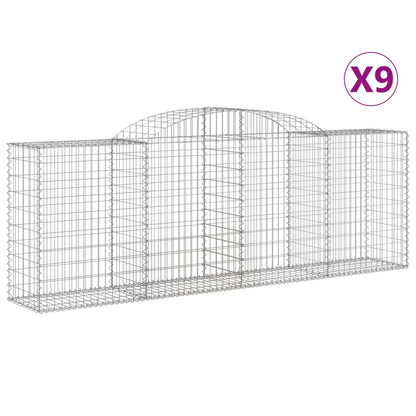 Gabionen Mit Hochbogen 9 Stk. 300X50X100/120Cm Verzinktes Eisen