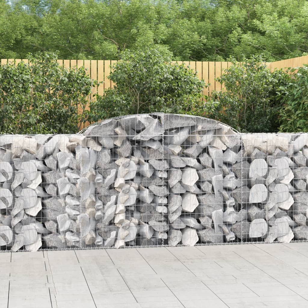 Gabionen Mit Hochbogen 9 Stk. 300X50X100/120Cm Verzinktes Eisen