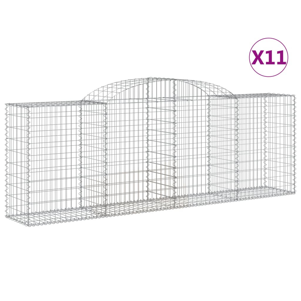 Gabionen Mit Hochbogen 11 Stk 300X50X100/120Cm Verzinktes Eisen