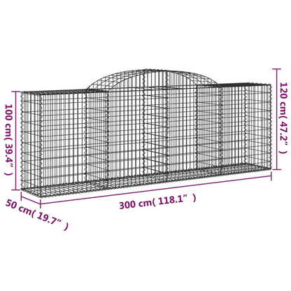 Gabionen Mit Hochbogen 20 Stk 300X50X100/120Cm Verzinktes Eisen