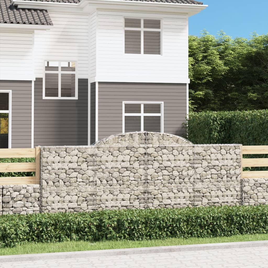 Gabionen Mit Hochbogen 4 Stk. 300X50X120/140Cm Verzinktes Eisen