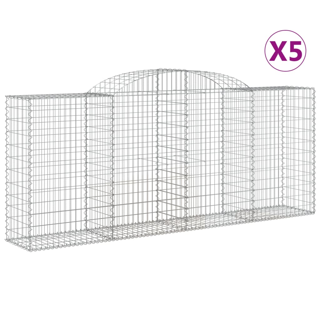 Gabionen Mit Hochbogen 5 Stk. 300X50X120/140Cm Verzinktes Eisen