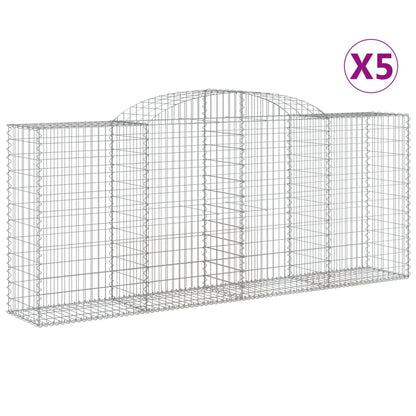 Gabionen Mit Hochbogen 5 Stk. 300X50X120/140Cm Verzinktes Eisen