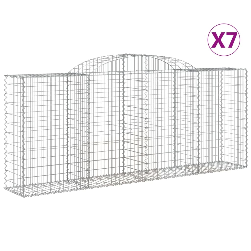 Gabionen Mit Hochbogen 7 Stk. 300X50X120/140Cm Verzinktes Eisen