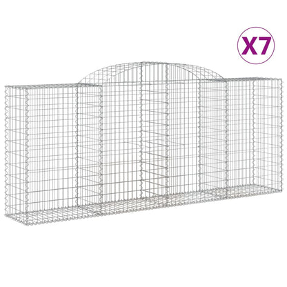 Gabionen Mit Hochbogen 7 Stk. 300X50X120/140Cm Verzinktes Eisen