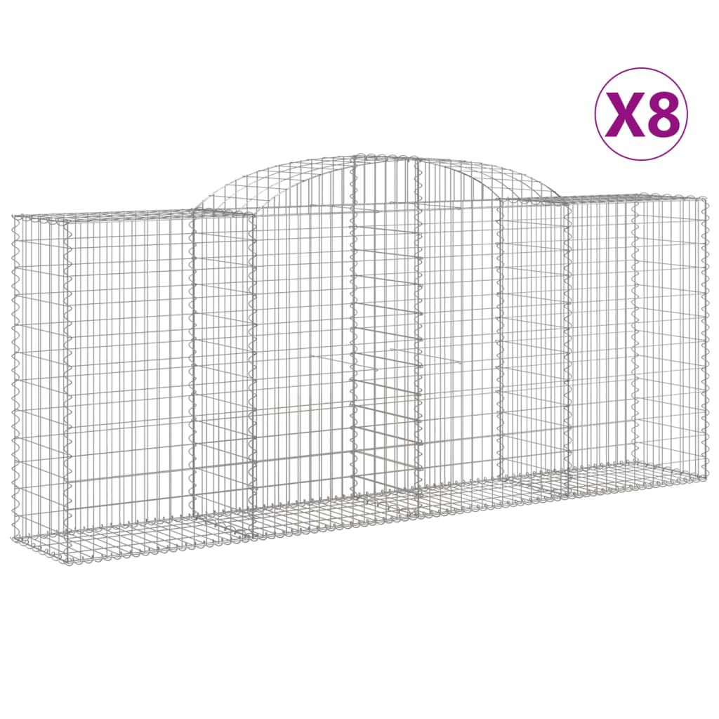 Gabionen Mit Hochbogen 8 Stk. 300X50X120/140Cm Verzinktes Eisen
