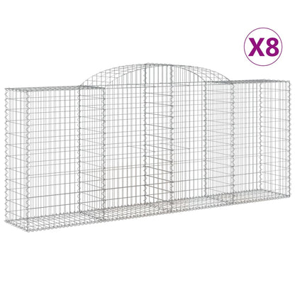 Gabionen Mit Hochbogen 8 Stk. 300X50X120/140Cm Verzinktes Eisen