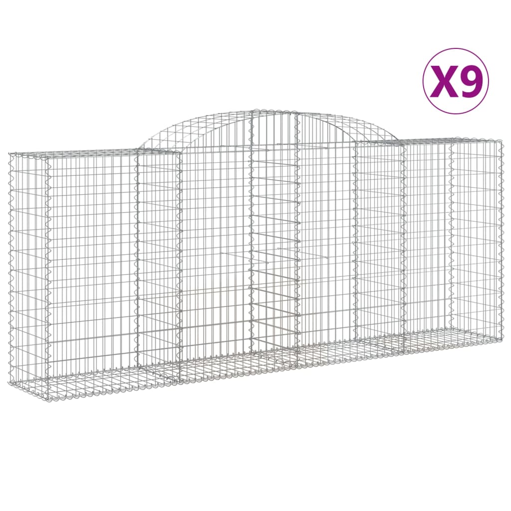 Gabionen Mit Hochbogen 9 Stk. 300X50X120/140Cm Verzinktes Eisen