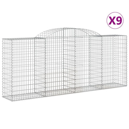 Gabionen Mit Hochbogen 9 Stk. 300X50X120/140Cm Verzinktes Eisen