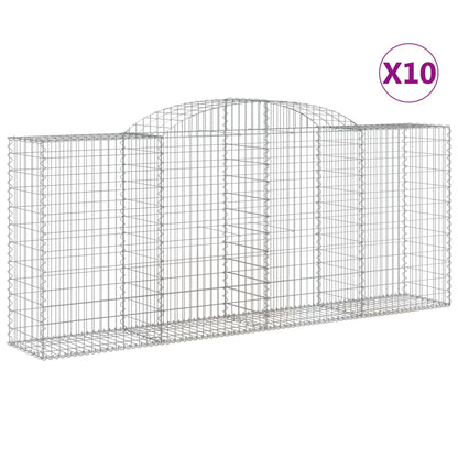 Gabionen Mit Hochbogen 10 Stk 300X50X120/140Cm Verzinktes Eisen