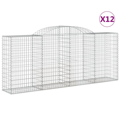 Gabionen Mit Hochbogen 12 Stk 300X50X120/140Cm Verzinktes Eisen