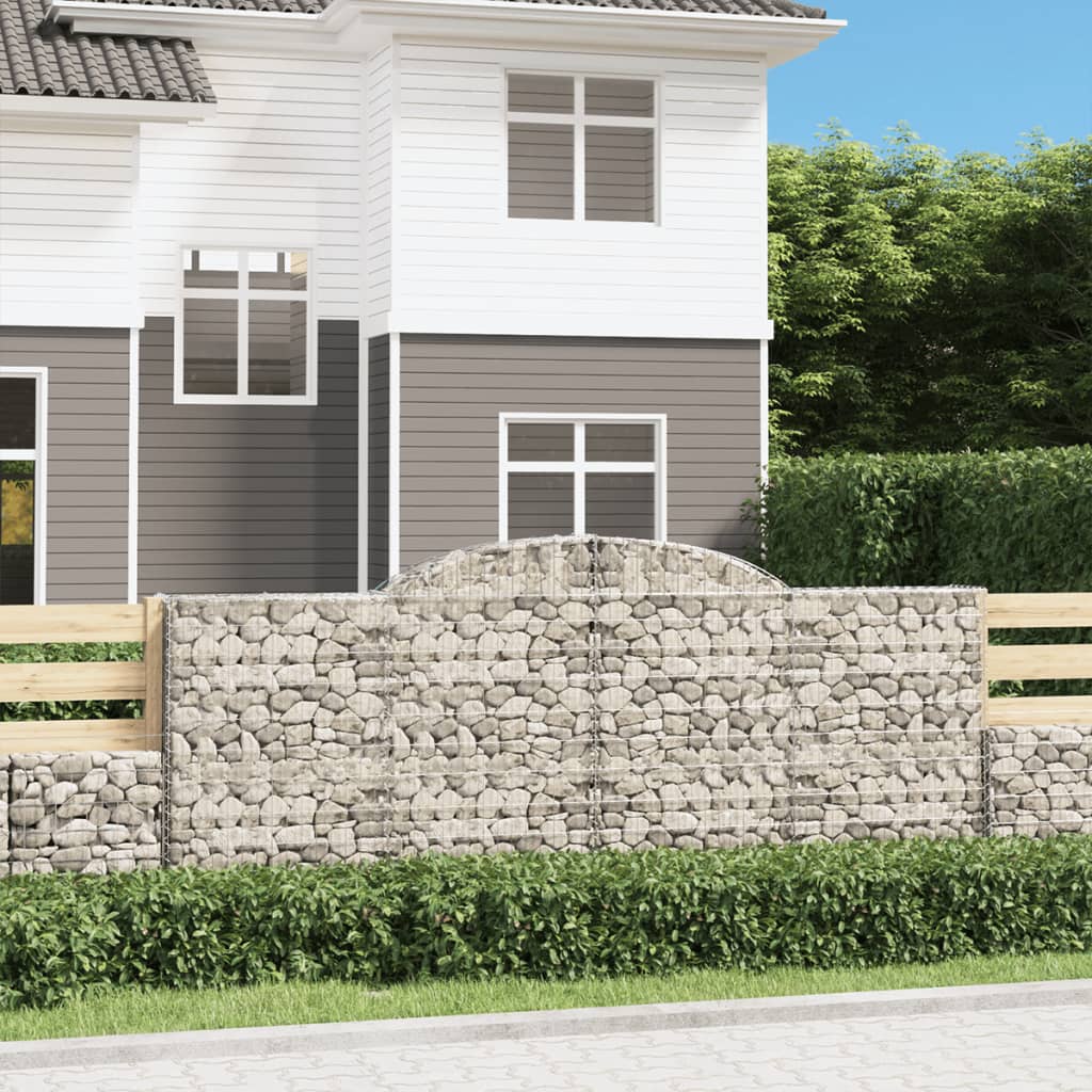 Gabionen Mit Hochbogen 12 Stk 300X50X120/140Cm Verzinktes Eisen