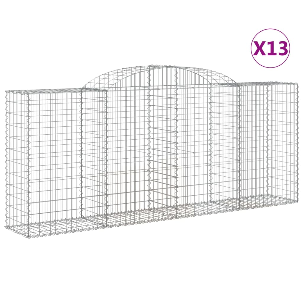 Gabionen Mit Hochbogen 13 Stk 300X50X120/140Cm Verzinktes Eisen