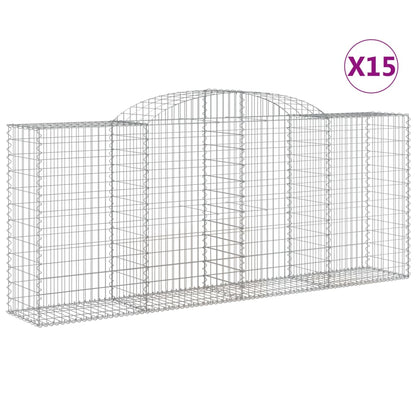 Gabionen Mit Hochbogen 15 Stk 300X50X120/140Cm Verzinktes Eisen