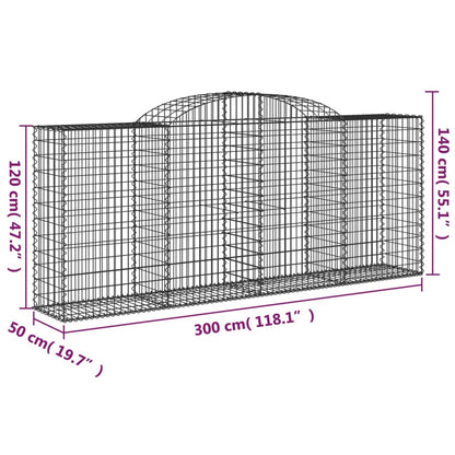 Gabionen Mit Hochbogen 15 Stk 300X50X120/140Cm Verzinktes Eisen