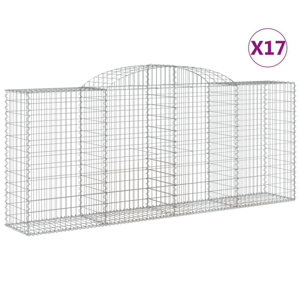 Gabionen Mit Hochbogen 17 Stk 300X50X120/140Cm Verzinktes Eisen