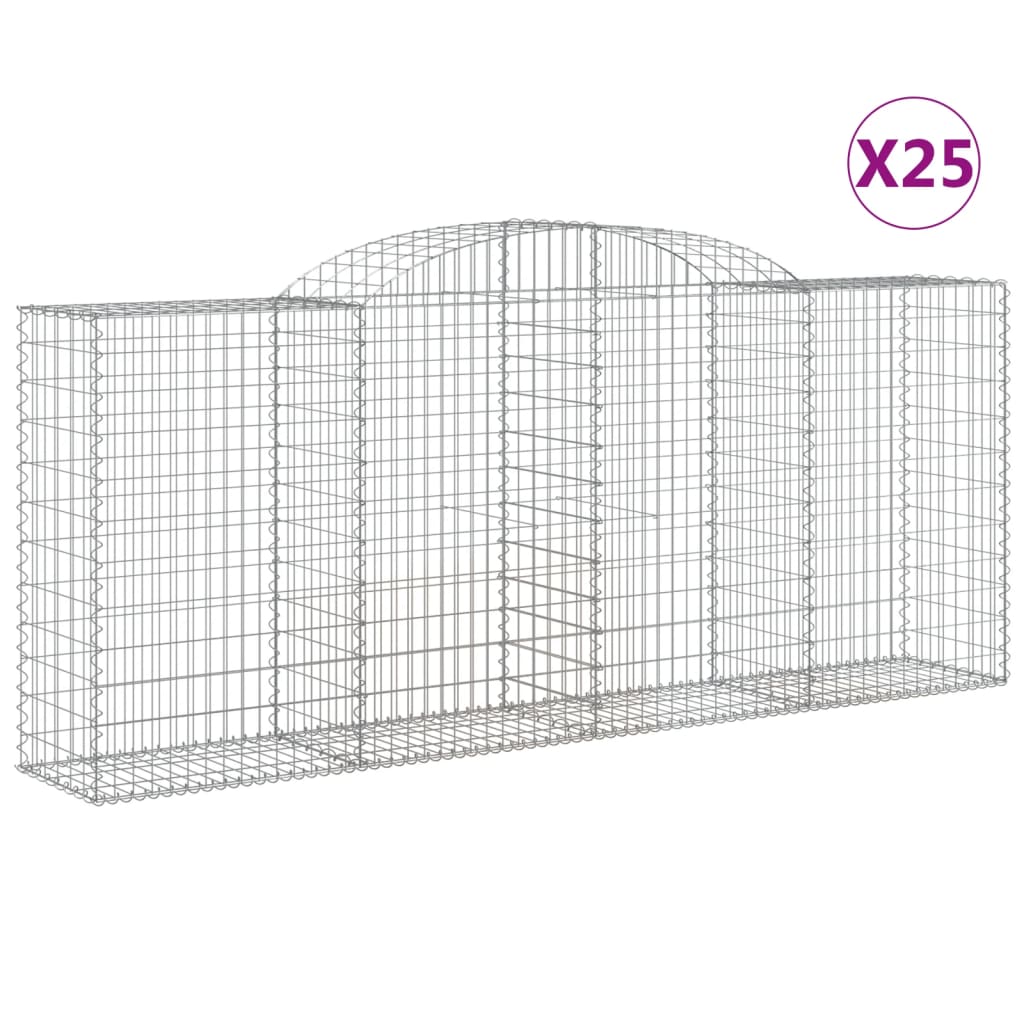 Gabionen Mit Hochbogen 25 Stk 300X50X120/140Cm Verzinktes Eisen