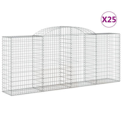 Gabionen Mit Hochbogen 25 Stk 300X50X120/140Cm Verzinktes Eisen