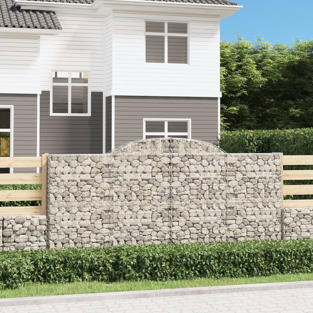 Gabionen Mit Hochbogen 2 Stk. 300X50X140/160Cm Verzinktes Eisen