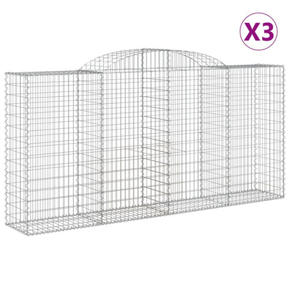 Gabionen Mit Hochbogen 3 Stk. 300X50X140/160Cm Verzinktes Eisen