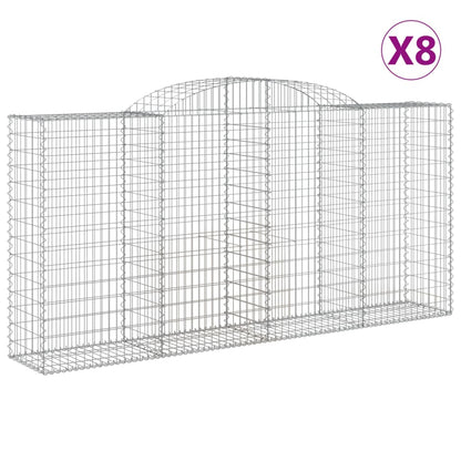 Gabionen Mit Hochbogen 8 Stk. 300X50X140/160Cm Verzinktes Eisen