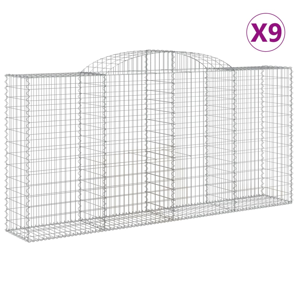 Gabionen Mit Hochbogen 9 Stk. 300X50X140/160Cm Verzinktes Eisen
