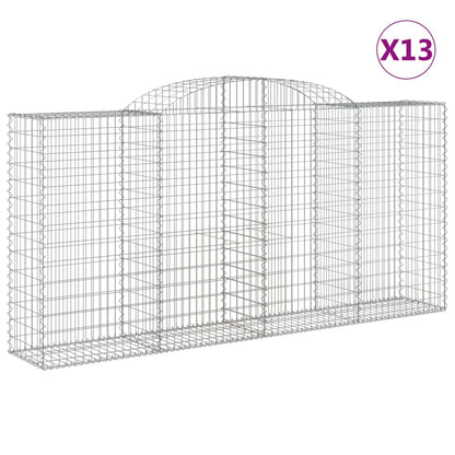 Gabionen Mit Hochbogen 13 Stk 300X50X140/160Cm Verzinktes Eisen