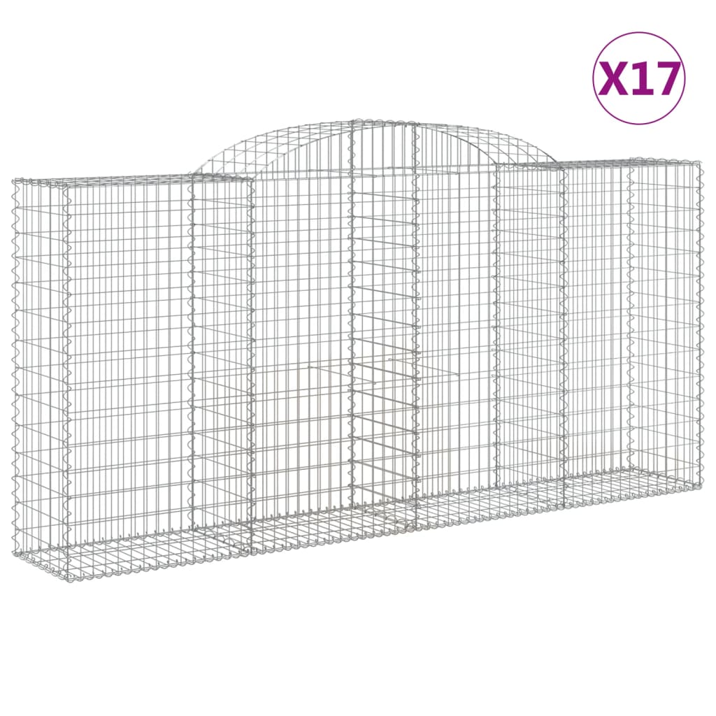 Gabionen Mit Hochbogen 17 Stk 300X50X140/160Cm Verzinktes Eisen