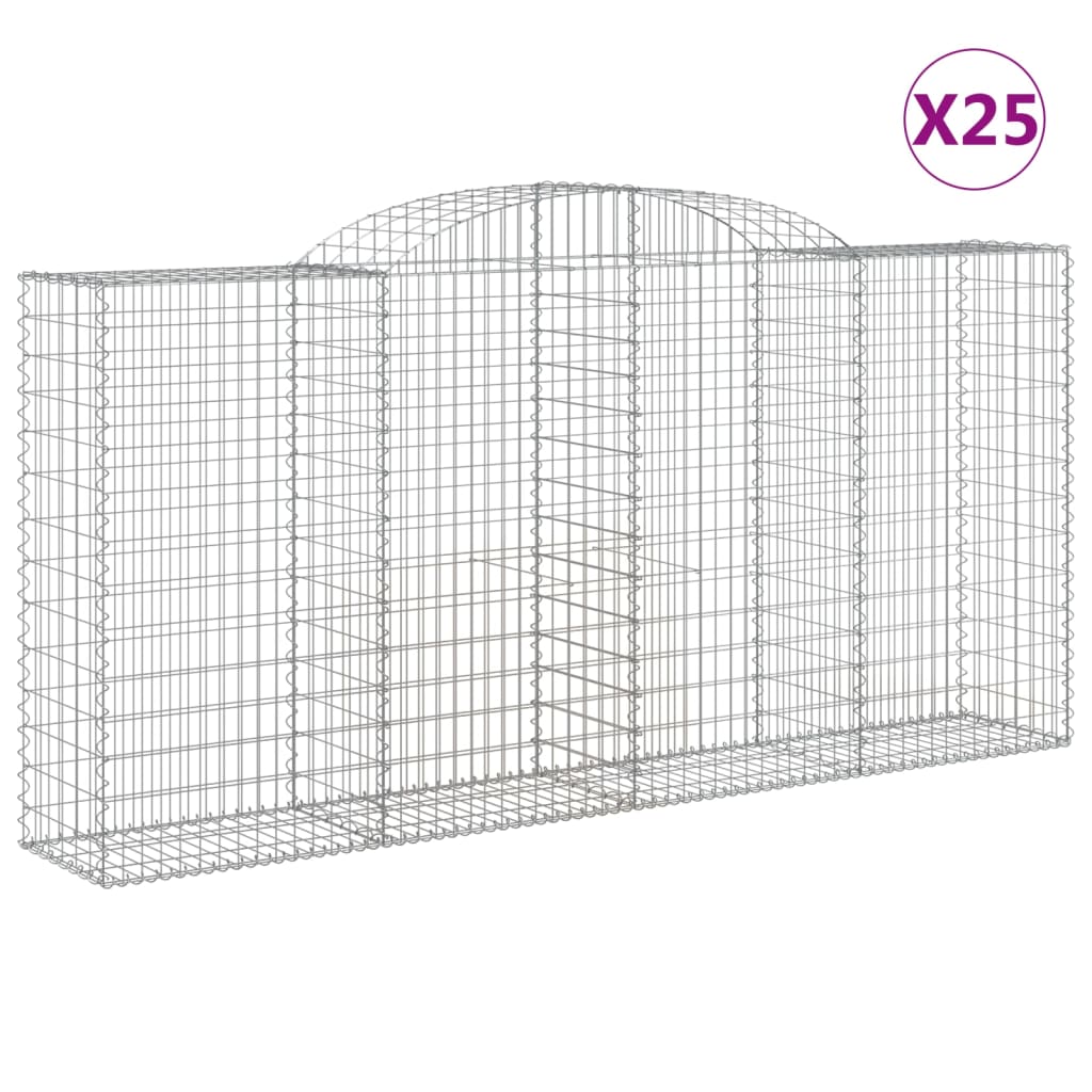 Gabionen Mit Hochbogen 25 Stk 300X50X140/160Cm Verzinktes Eisen