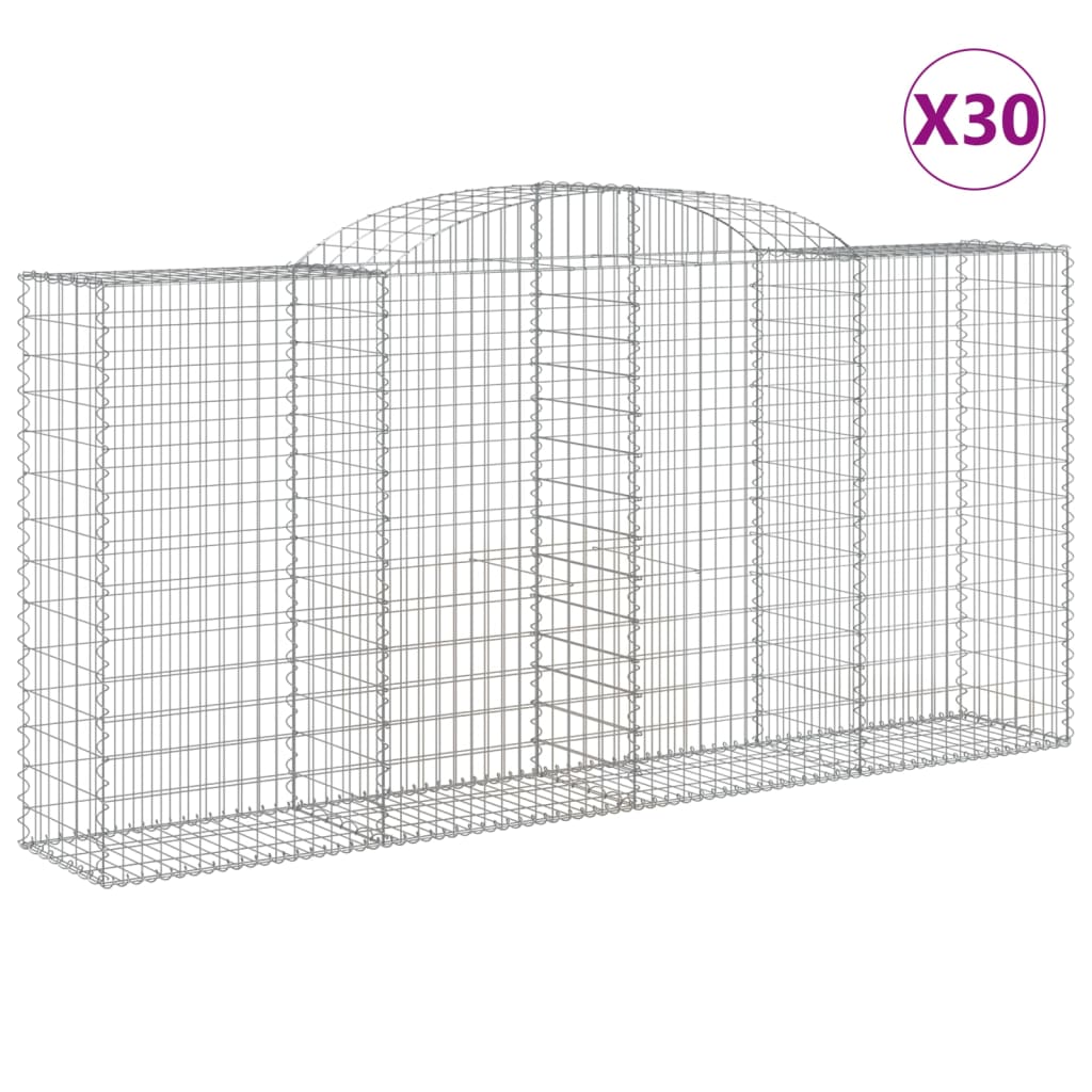 Gabionen Mit Hochbogen 30 Stk 300X50X140/160Cm Verzinktes Eisen